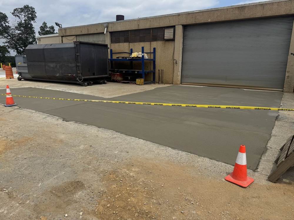 Commercial concrete pad at an industrial building, second angle, by South Jersey Construction Enterprise